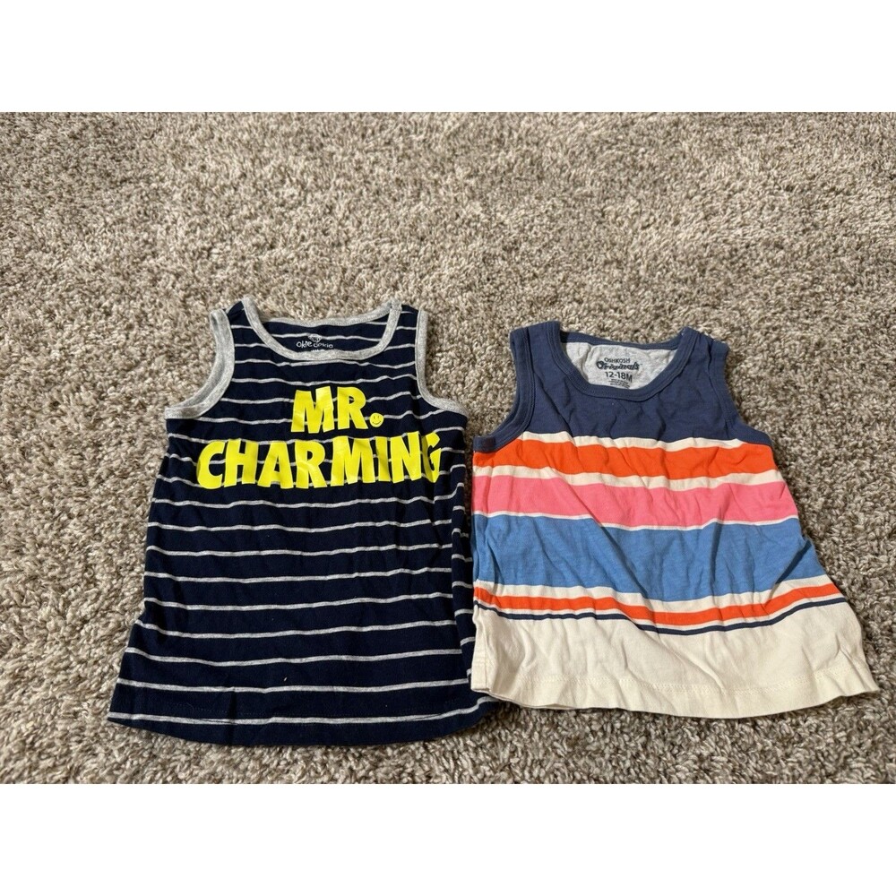 Toddler Boys Tank Tops Lot Size 12–18M & 18M Okie Dokie OshKosh Sleeveless
